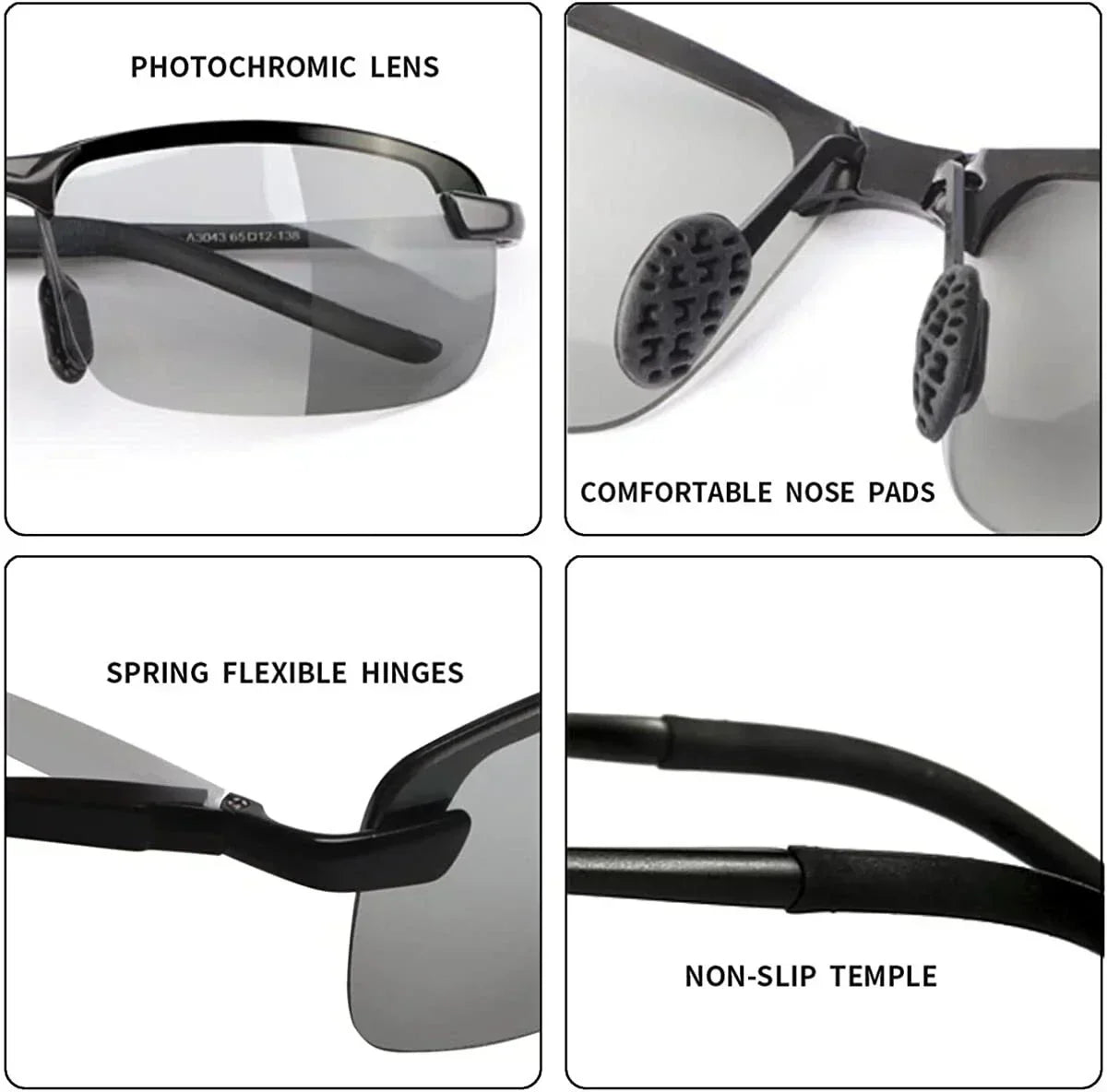 Men Aluminium HD Polarized Photochromic Sunglasses Driving Chameleon Sun Glasses